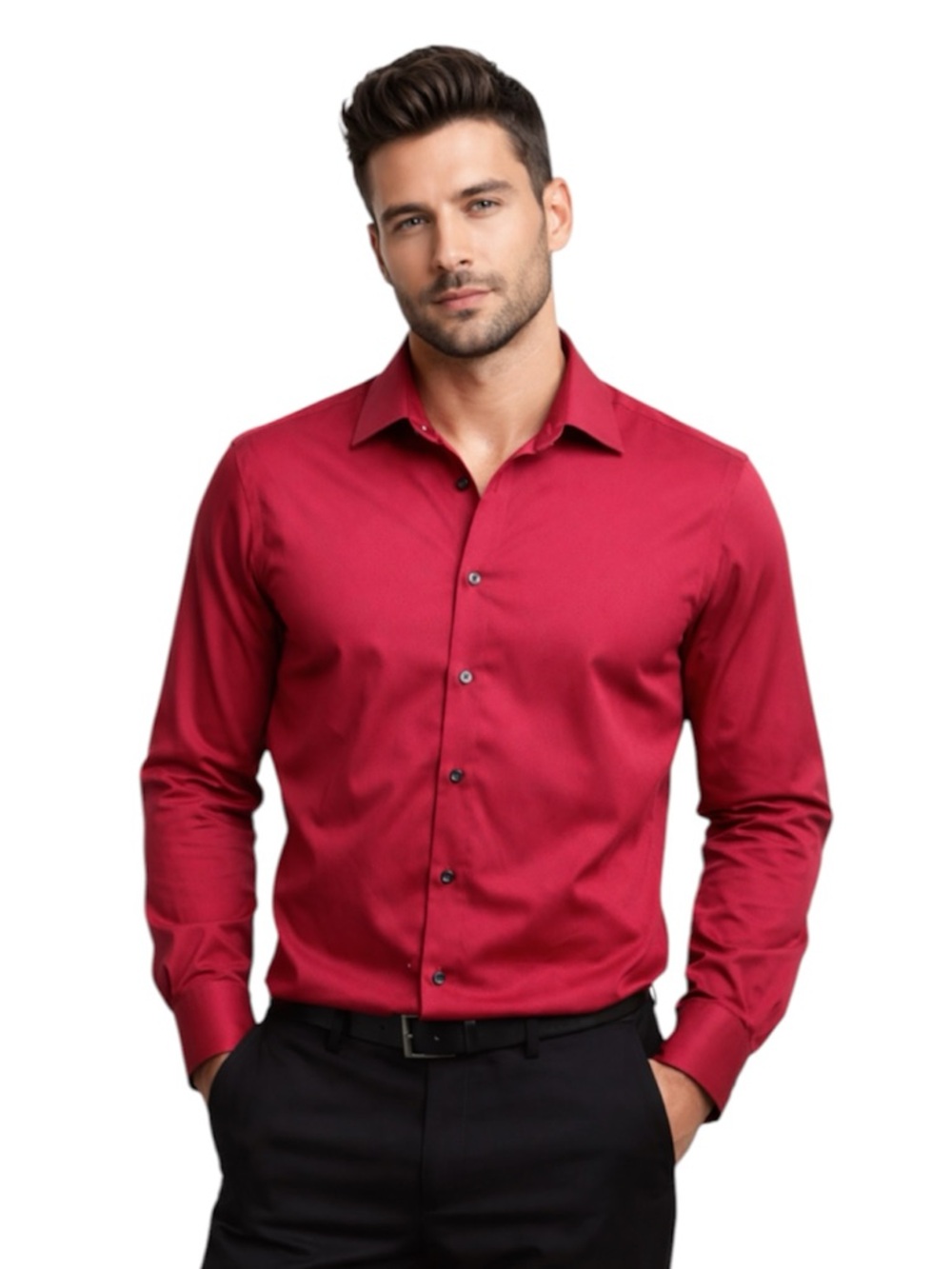 Calvin Klein Men Slim Fit Button-Up Shirt Bright Pink Non-iron Size 15.5 (32/33) - Picture 14 of 14